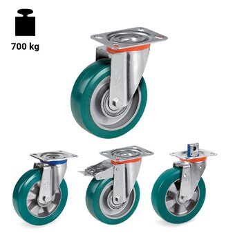 TR-62-NL-M-Ruote con supporti per carichi leggeri e supporti per carichi medi